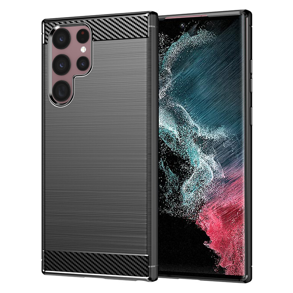 Levně Techsuit Karbon Silikon Samsung Galaxy S22 Ultra Černý