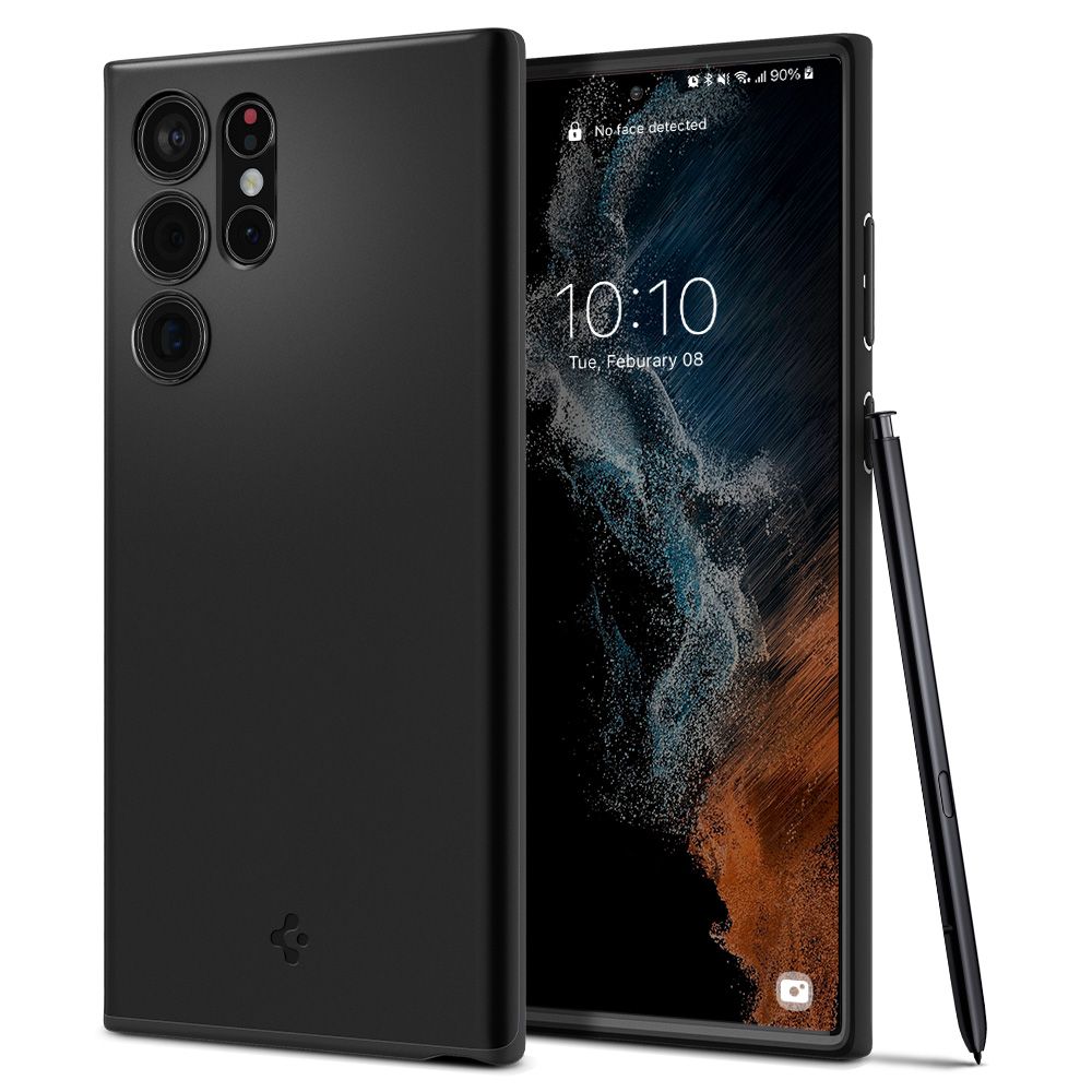 Levně Spigen Tenký kryt Samsung Galaxy S22 Ultra Black