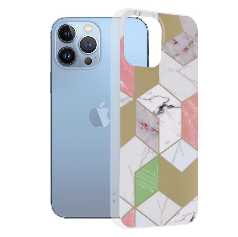 Levně Techsuit Marble Series iPhone 13 Pro Max Fialový Hex