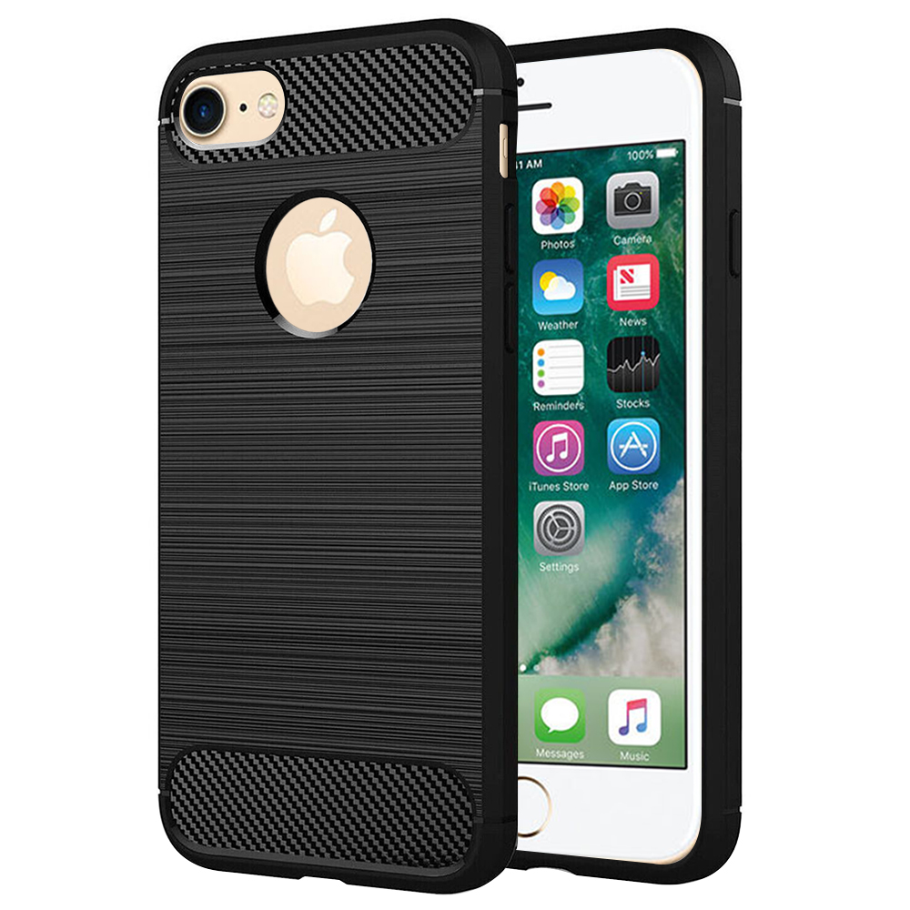 Levně Techsuit Karbon Silikon iPhone 7 iPhone 8 Černý
