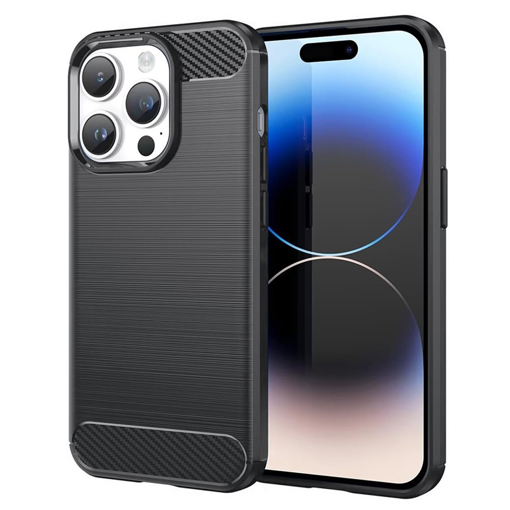 Levně Techsuit Karbon Silikon Kryt iPhone 14 Pro Černý