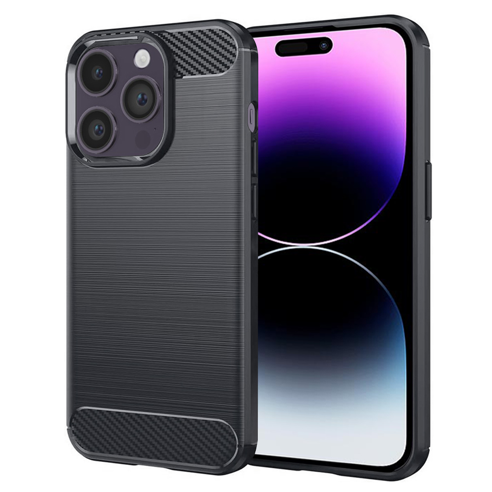 Levně Techsuit Karbon Silikon iPhone 14 Pro Max Černý