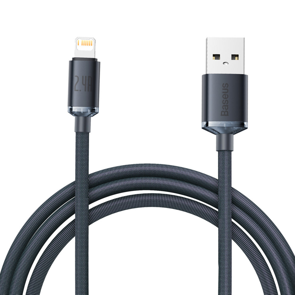 Levně Baseus Datový kabel Crystal Shine USB na Lightning 2.4A 2m Černý