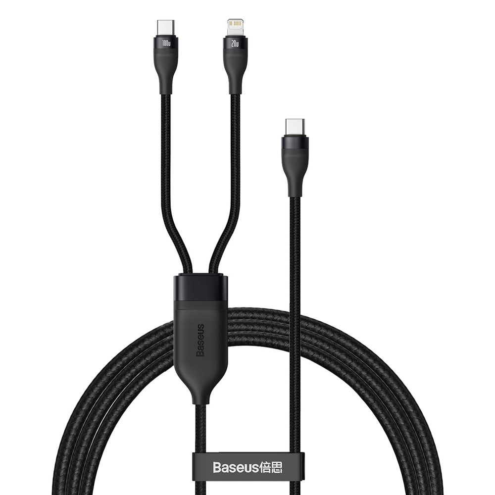 Levně Baseus Kabel Flash Series 2v1 Type-C Lightning 100W 1.2m Černý