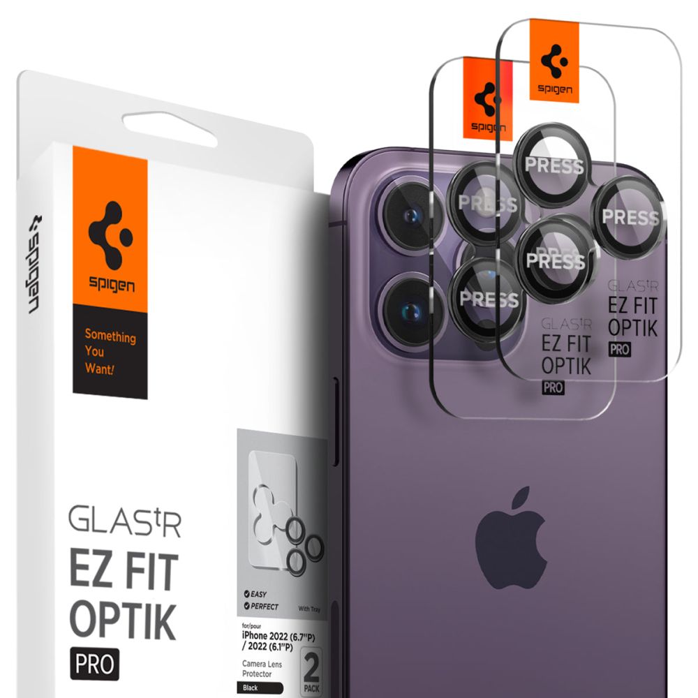 Levně Spigen Optik.tR EZ Fit Pro Sklo fotoaparátu 2 kusy iPhone Black