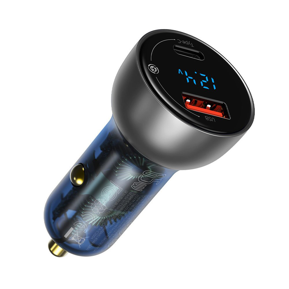 Levně Baseus Nabíječka do auta CCKX-C0A s digitálním displejem PD65W QC4.0
