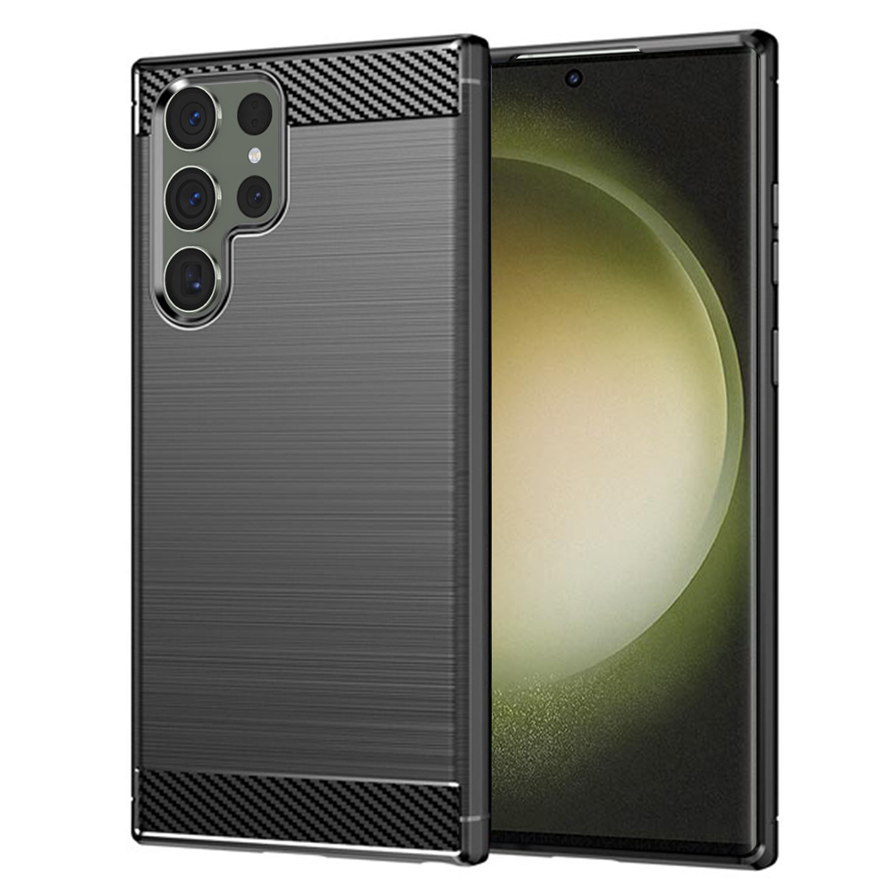 Levně Techsuit Karbon Silikon Samsung Galaxy S23 Ultra Černý