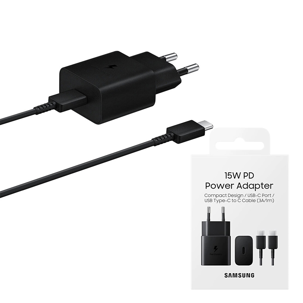 Levně Samsung Originální nástěnná nabíječka EP-T1510XBEGEU Type-C 15W černá