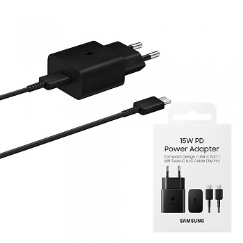 Samsung Originální nástěnná nabíječka EP-T1510XBEGEU Type-C 15W černá