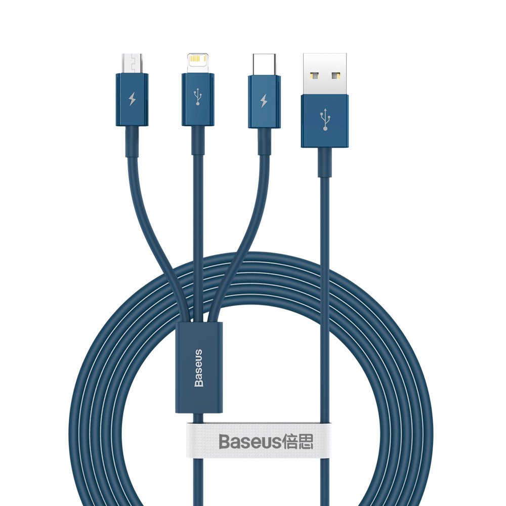 Baseus Datový kabel Superior Series CAMLTYS-03 USB na 3v1 1.5m Modrý