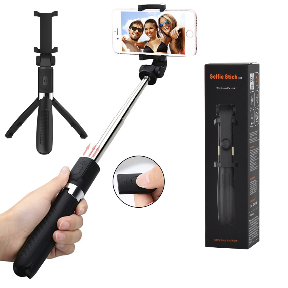 Levně Techsuit Selfie tyč L01s Stativ Bluetooth ovladač 70cm Černá