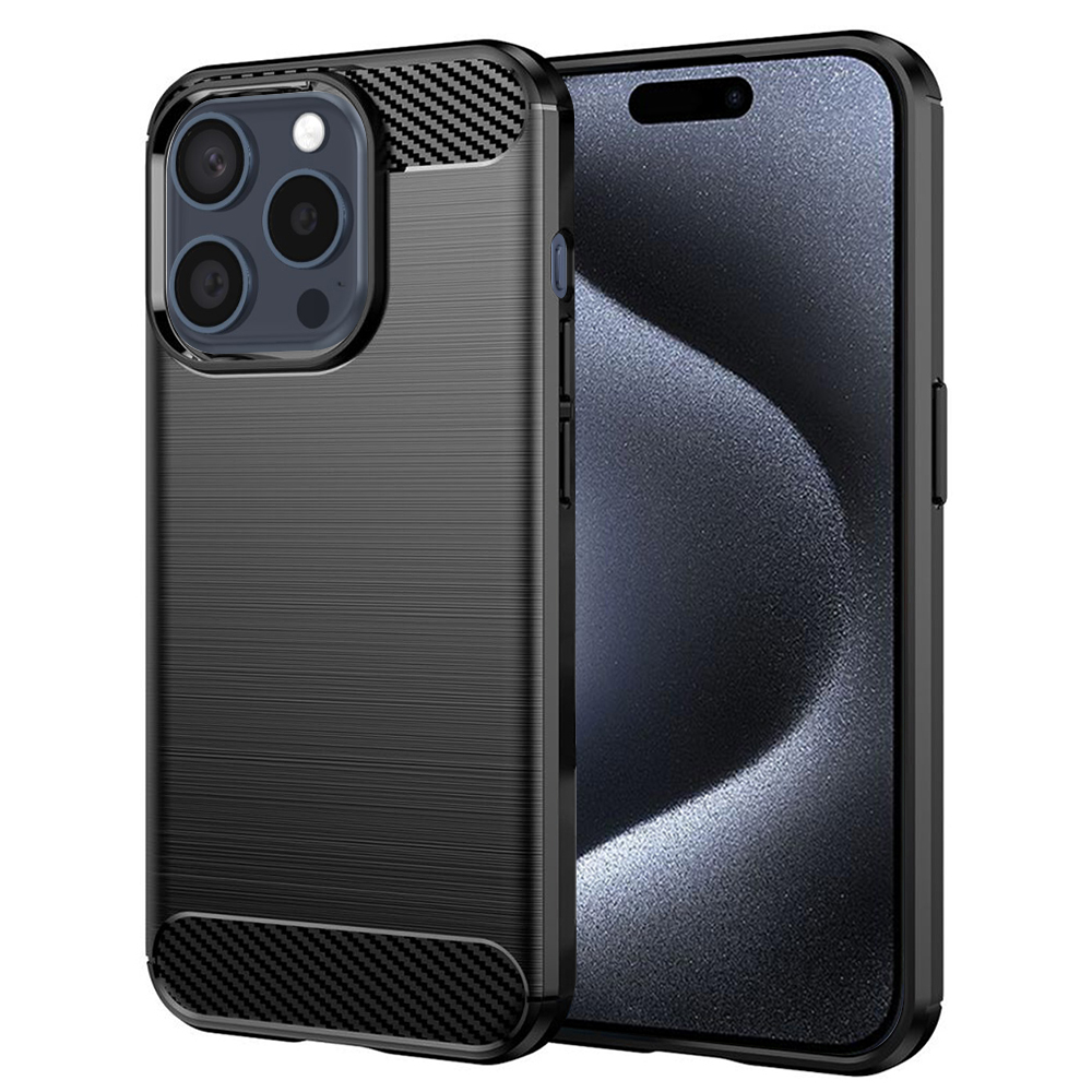 Levně Techsuit Karbonový Silikon iPhone 15 Pro Černý