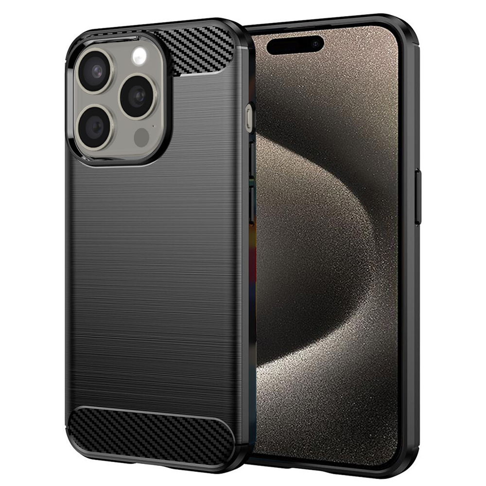 Levně Techsuit Karbon Silikon iPhone 15 Pro Max Černý