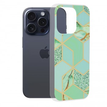 Techsuit Marble Series iPhone 15 Pro Zelený Hex
