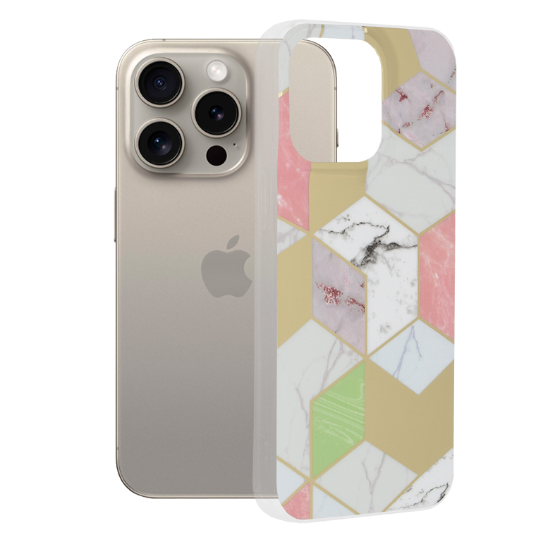 Techsuit Marble Series iPhone 15 Pro Max Fialový Hex