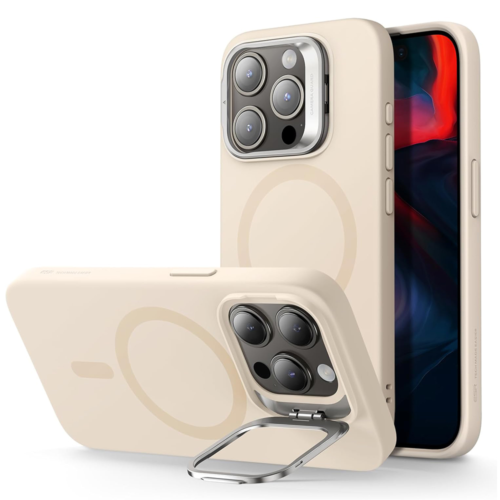 Levně ESR Obláčkově měkký HaloLock Kickstand iPhone 15 Pro Světle hnědá
