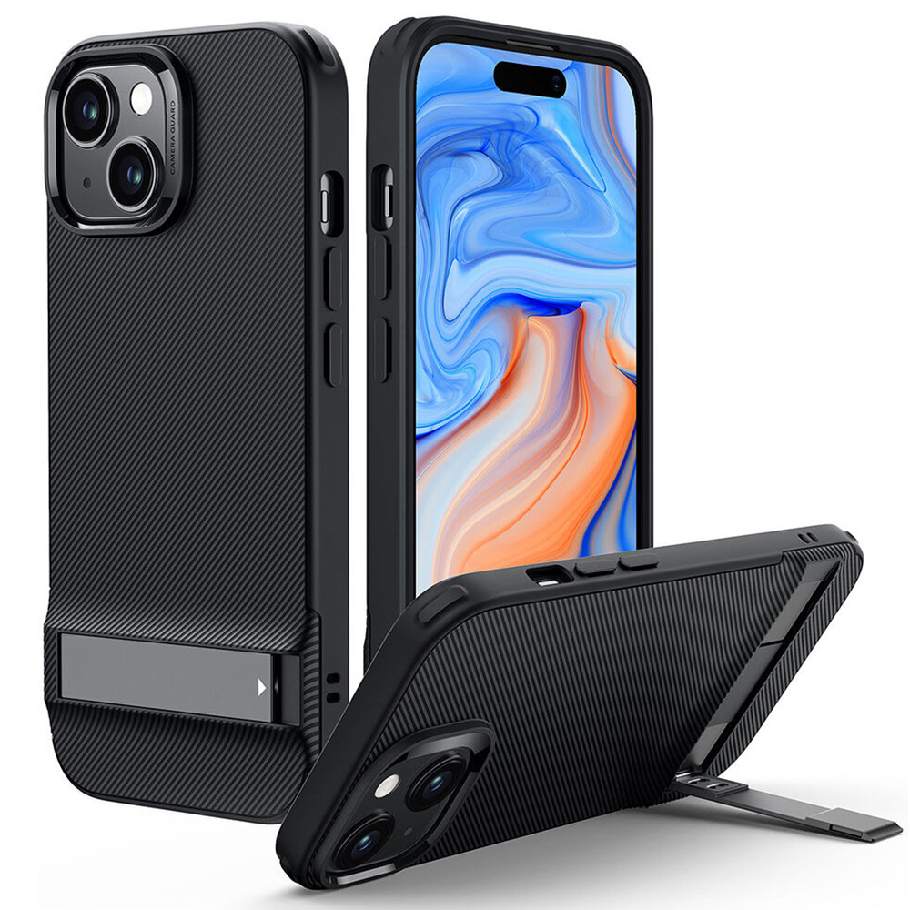 Levně ESR Air Shield Boost Kickstand iPhone 15 Plus Průsvitný Černý