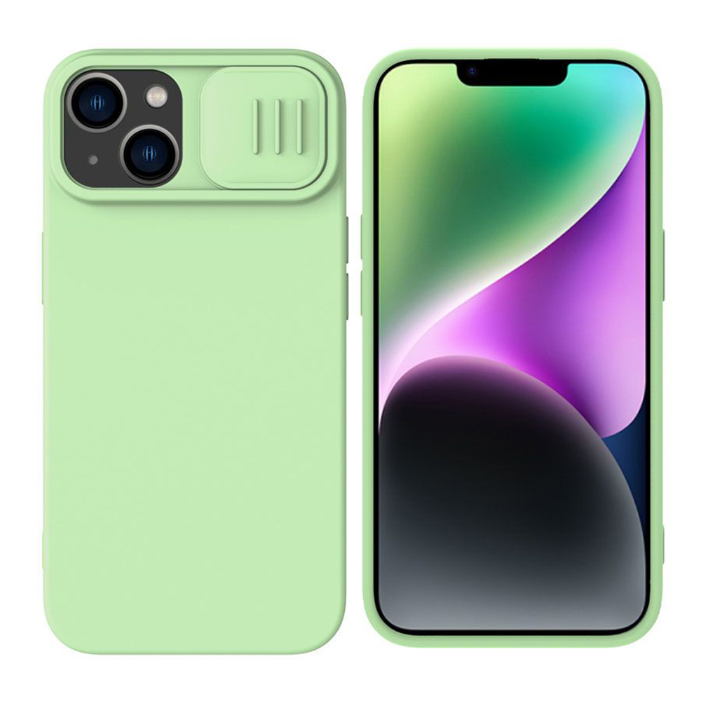 Levně Nillkin CamShield Silikonový MagSafe iPhone 15 Plus Mátově zelená