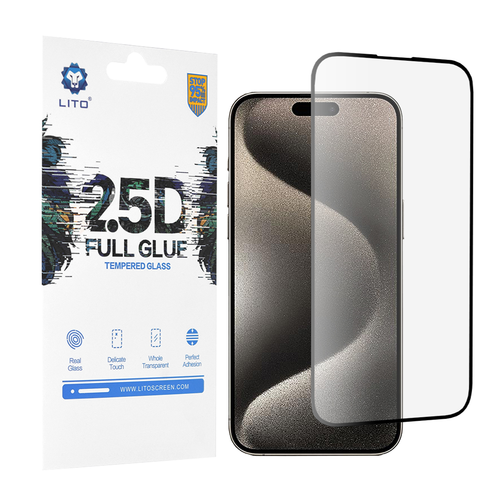 Levně Lito 2.5D FullGlue Sklo iPhone 15 Pro Max Černé