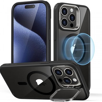 ESR HaloLock Kickstand iPhone 15 Pro Max Průhledná Černá