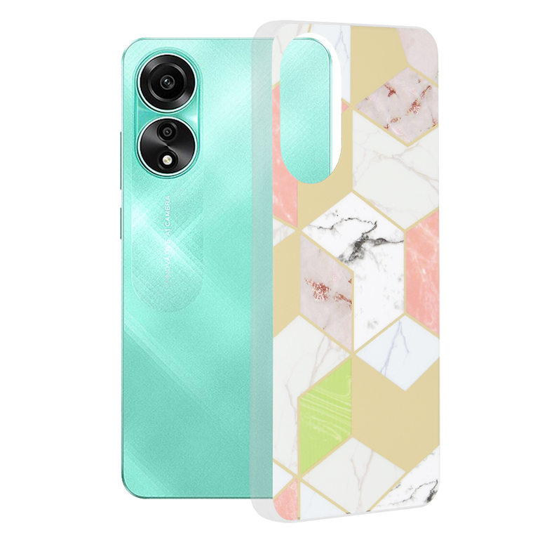 Levně Techsuit Mramorová série Oppo A78 4G Fialový hex