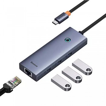 Baseus Dokovací stanice UltraJoy 3x USB 3.0 RJ45 Kosmická šedá
