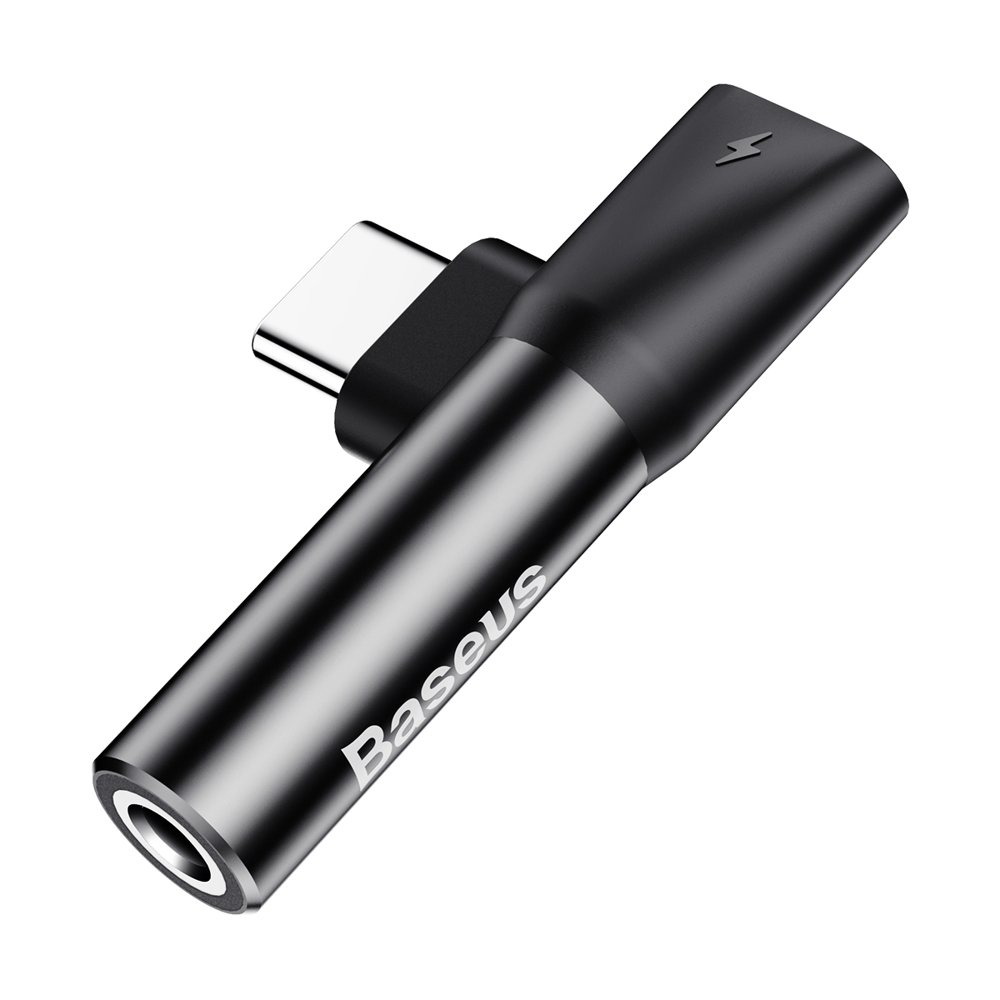 Levně Baseus Audio adaptér L41 USB-C na USB-C Jack 3.5 mm Černý