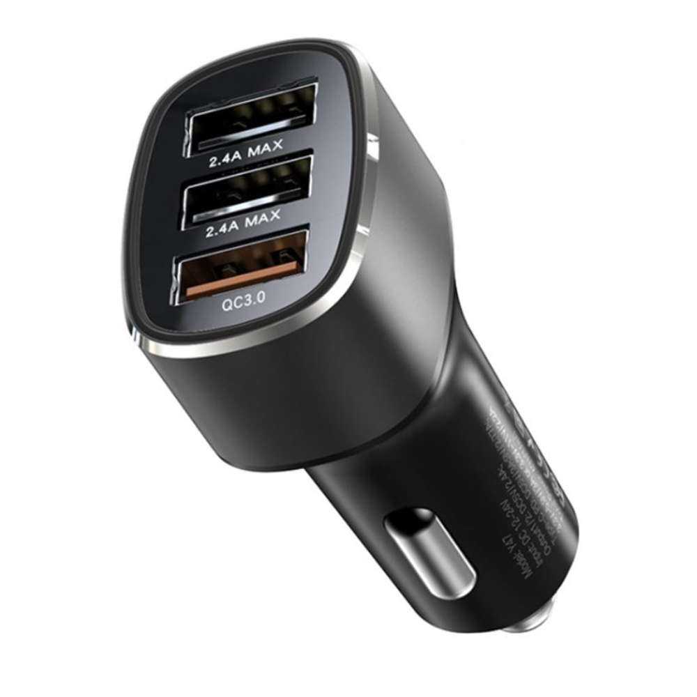 Levně Yesido Nabíječka do auta Y46 3x USB 2.4A QC3.0 Fast Charging 42W Black