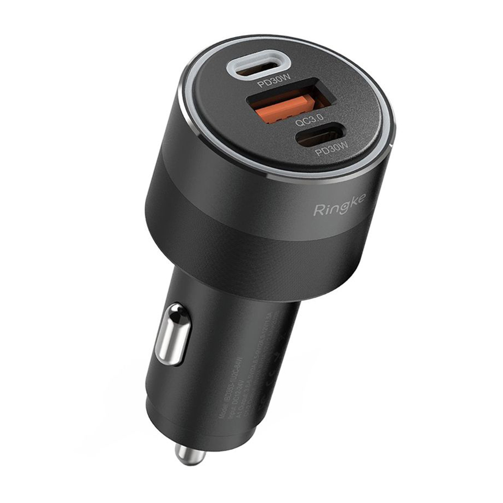 Levně Ringke Autonabíječka 2x Type-C PD30W QC3.0 Ambientní Černá