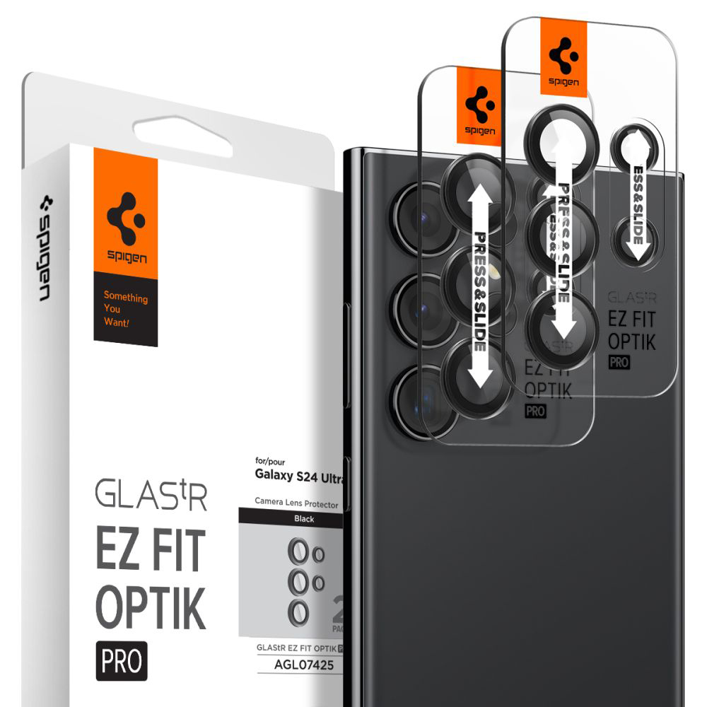 Levně Spigen Optik.tR EZ Fit Pro Sklo kamery Samsung S24 Ultra Černá 2ks