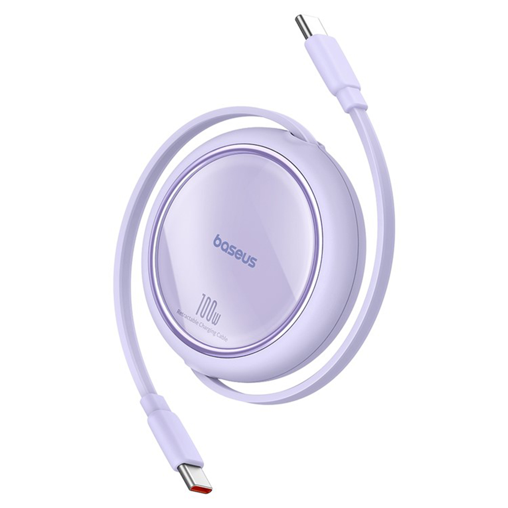Levně Baseus Free2Draw Mini kabel Typ-C 100W 1m Zatahovací Nebula Purple