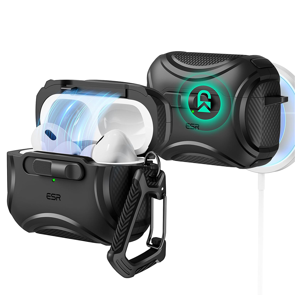 Levně ESR Cyber Magnetické Zamykací Pouzdro HaloLock Apple AirPods Pro 1 2 Black