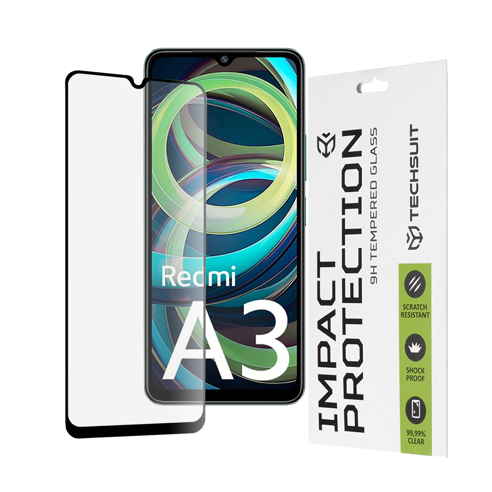 Levně Techsuit Celolepicí sklo Xiaomi Redmi A3 Redmi A3x Černé
