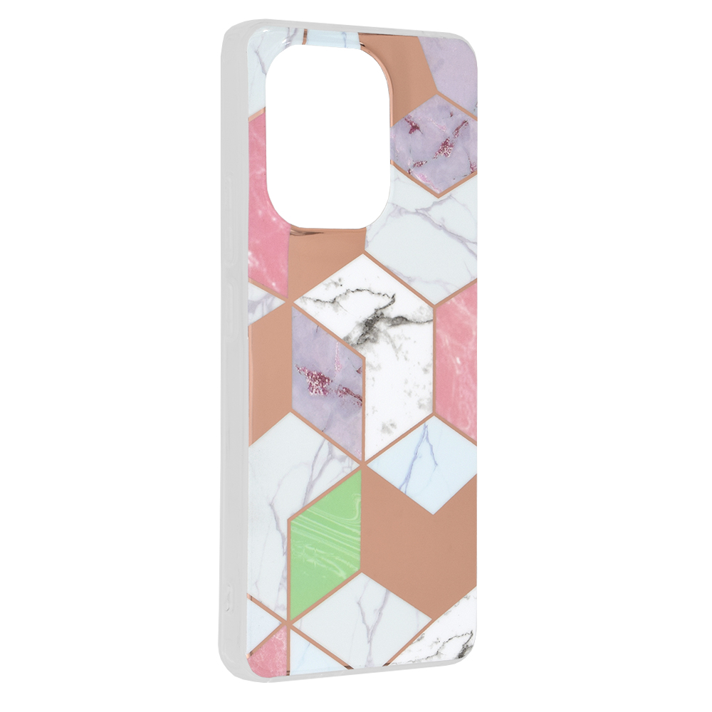 Levně Techsuit Mramorová série Xiaomi Redmi Note 13 4G Fialový hex