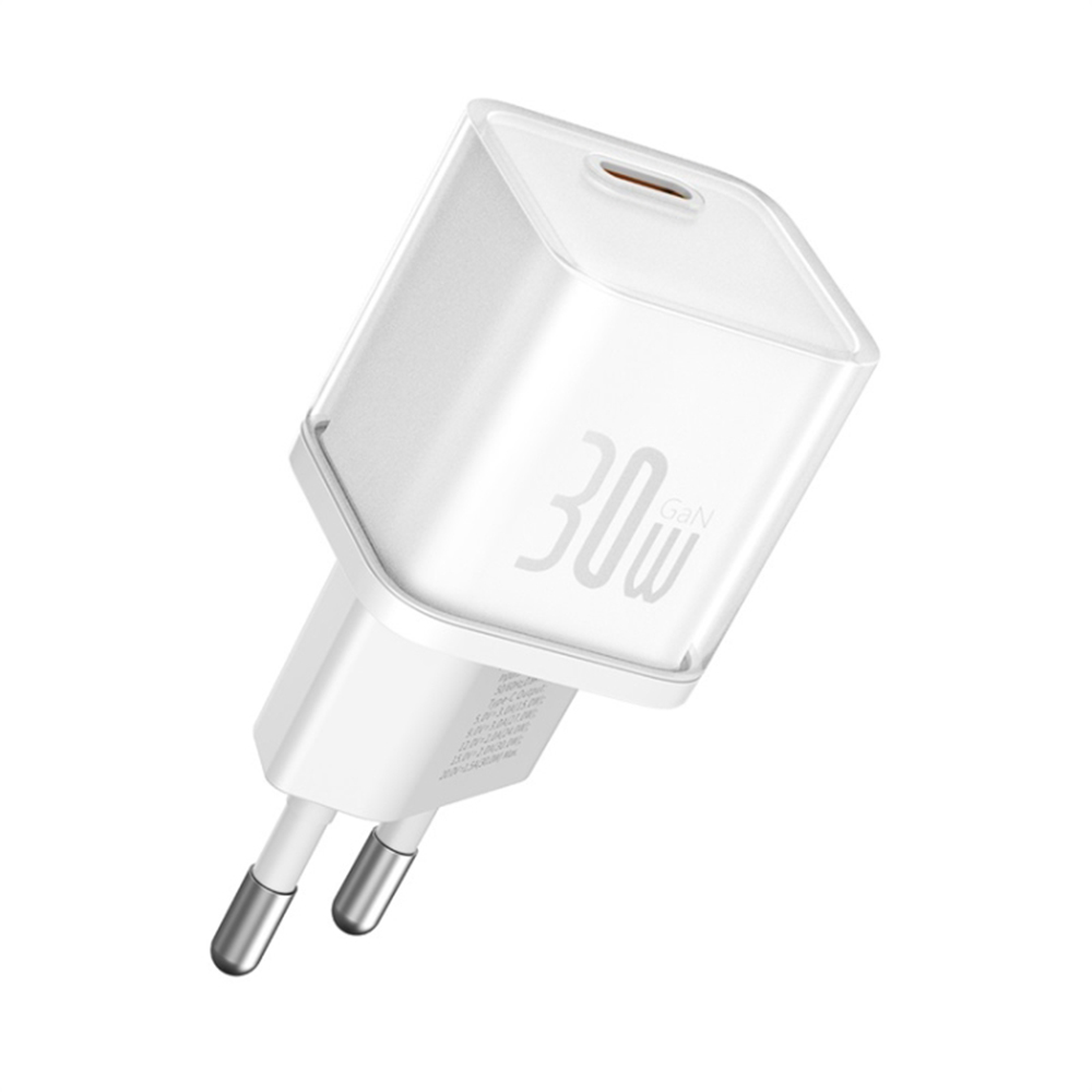 Levně Baseus Síťová nabíječka GaN5S USB-C Rychlonabíjení 30W Bílá