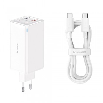 Baseus Nástěnná nabíječka GaN6 Pro 2x USB 2x Type-C 100W Bílá s kabelem