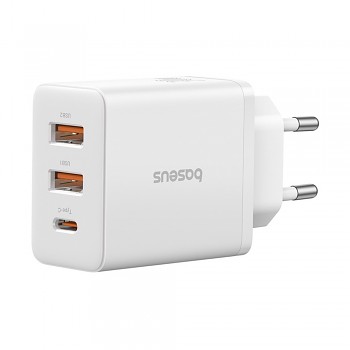 Baseus Síťová nabíječka GaN 2x USB Type-C Rychlé nabíjení 30W Bílá