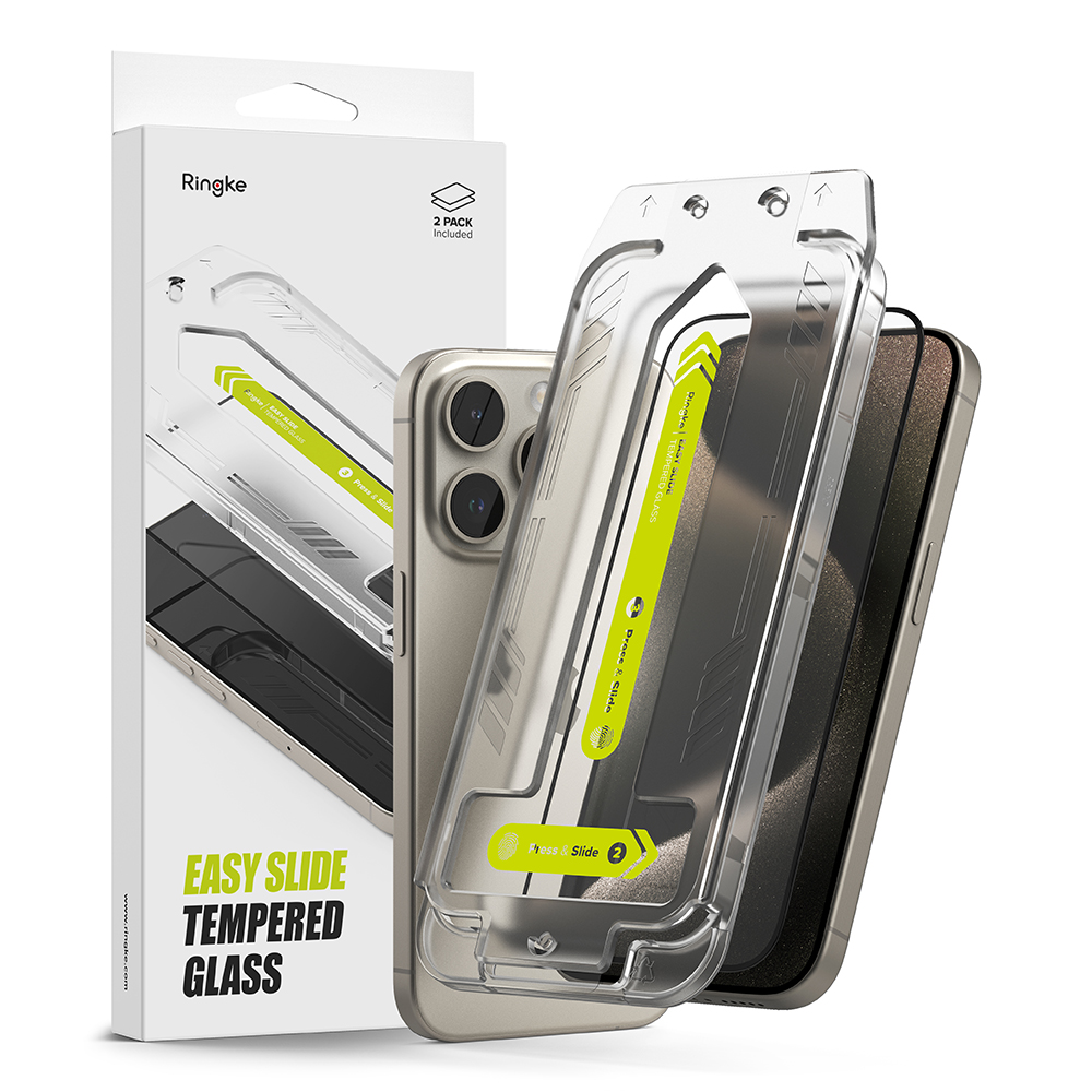 Levně Ringke Snadná aplikace Tvrzené sklo 2 kusy iPhone 15 Pro Průhledné