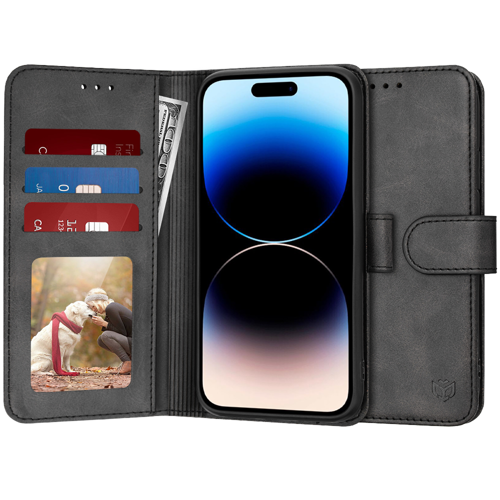 Levně Techsuit Knížkové pouzdro iPhone 14 Pro Černá
