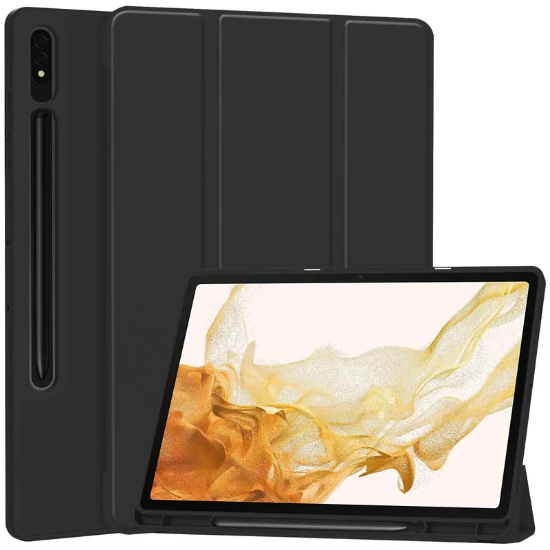 Levně Techsuit Flex Trifold s držákem tužky Samsung Tab S7 Plus S8 Plus Černá