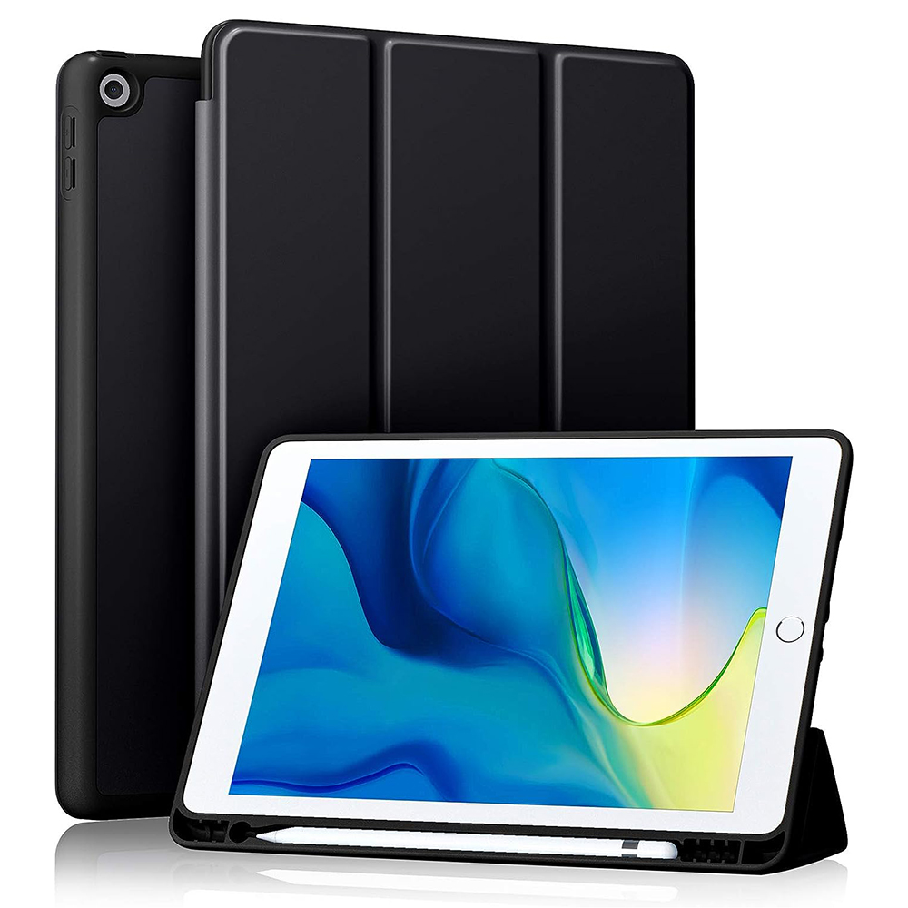 Levně Techsuit Flex Trifold s držákem tužky iPad 10.2 Černá