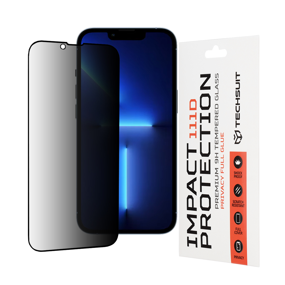 Levně Techsuit 111D Privacy Full Glue iPhone 13 Pro Max 14 Plus Černé