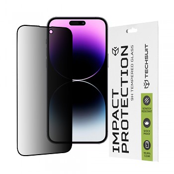 Techsuit 111D Soukromé Plné lepení iPhone 14 Pro Max Černá