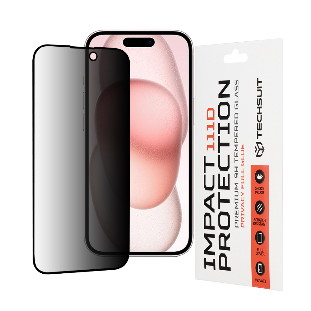 Techsuit 111D Privacy Full Glue iPhone 15 iPhone 16 Černé