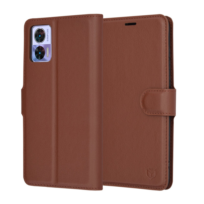 Levně Techsuit Kožené pouzdro Motorola Edge 30 Neo Hnědé