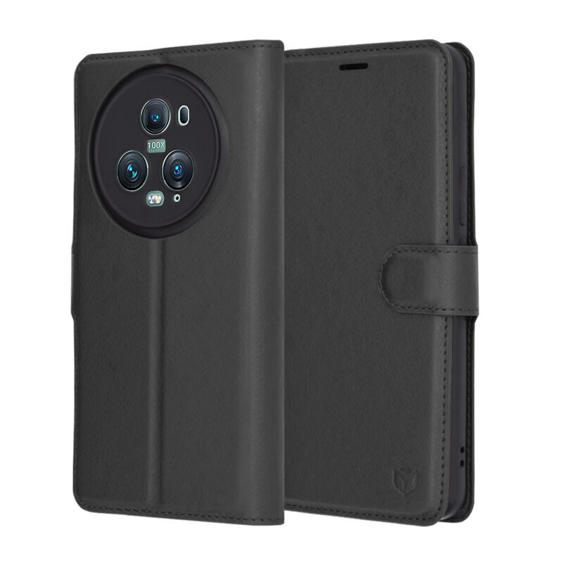 Levně Techsuit Kožené pouzdro Honor Magic5 Pro Černá