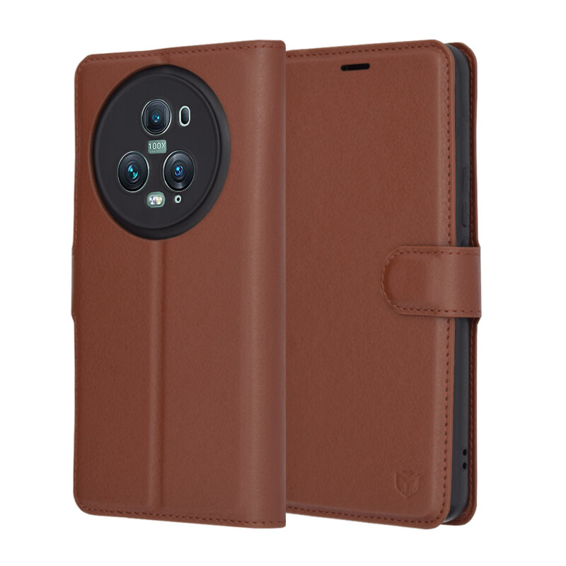 Levně Techsuit Kožené pouzdro Honor Magic5 Pro Hnědý