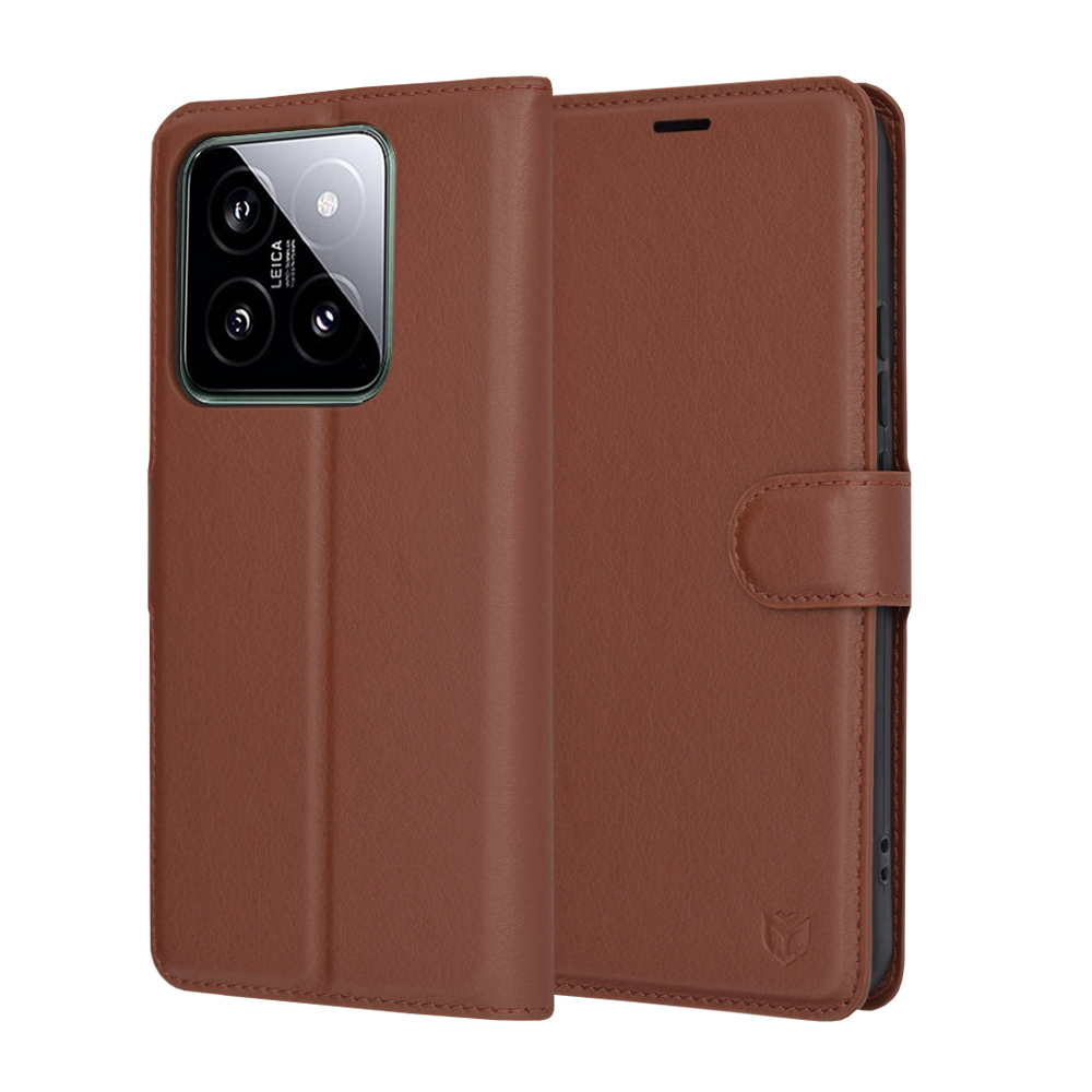 Levně Techsuit Kožené pouzdro Xiaomi 14 Hnědé