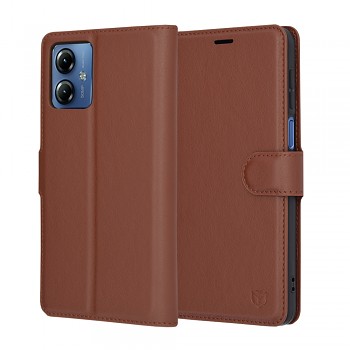 Techsuit Kožené pouzdro Motorola Moto G14 Brown