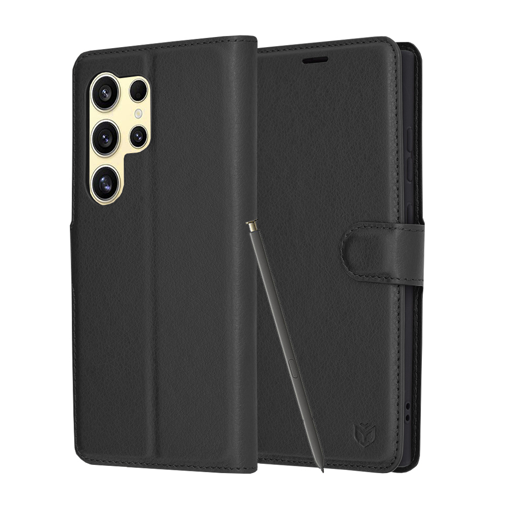 Levně Techsuit Kožené pouzdro Samsung Galaxy S24 Ultra Černá